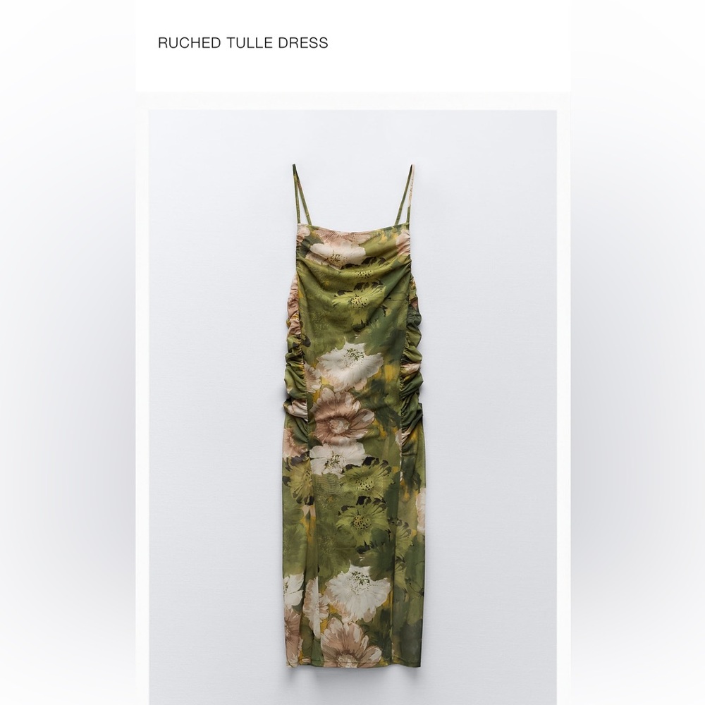 RUCHED TOOL ZARA FLORAL DRESS